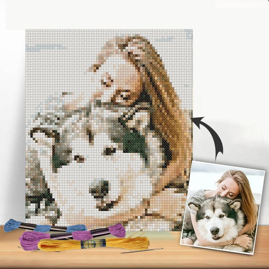 Custom Couple Cross Stitch Tapestry Kit | Just Upload Your Photo! - Cross Stitched