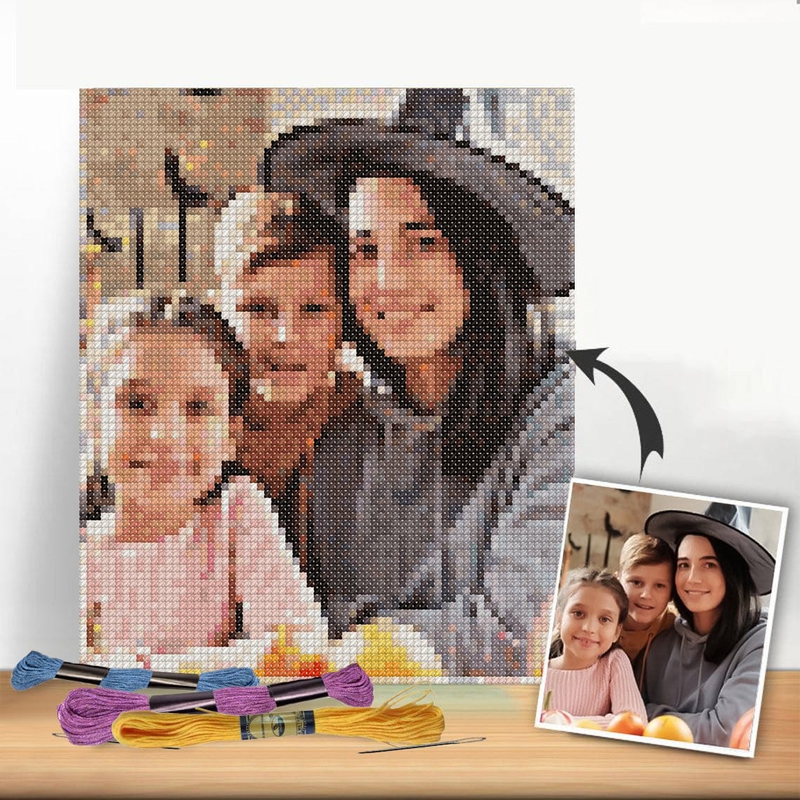 Custom Couple Cross Stitch Tapestry Kit | Just Upload Your Photo! - Cross Stitched